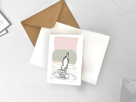 Greeting card "Cat, reflecting"